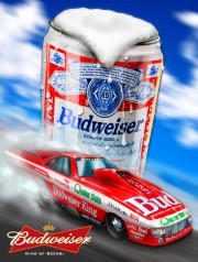 Budweiser® Funny Car Dragster tin sign illustration