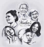 Happy Mother's Pen & Ink stipple art for a company news letter