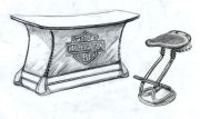 H-D® Portable bar and motorcycle solo seat bar stool concept